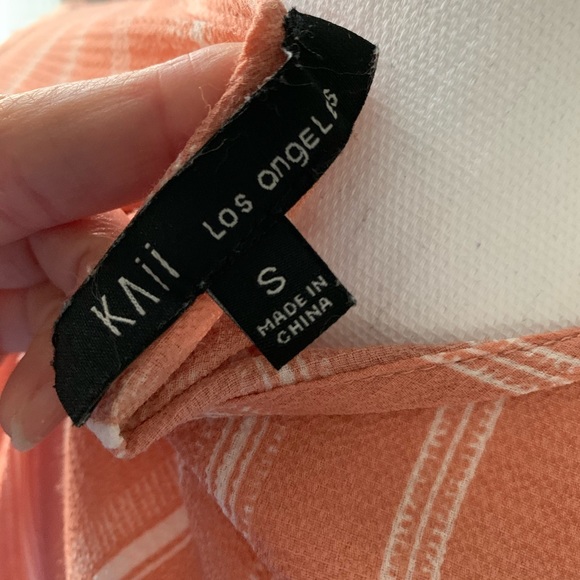 Kaii Los Angeles Peachy Blush and White Crop Top - Picture 4 of 5